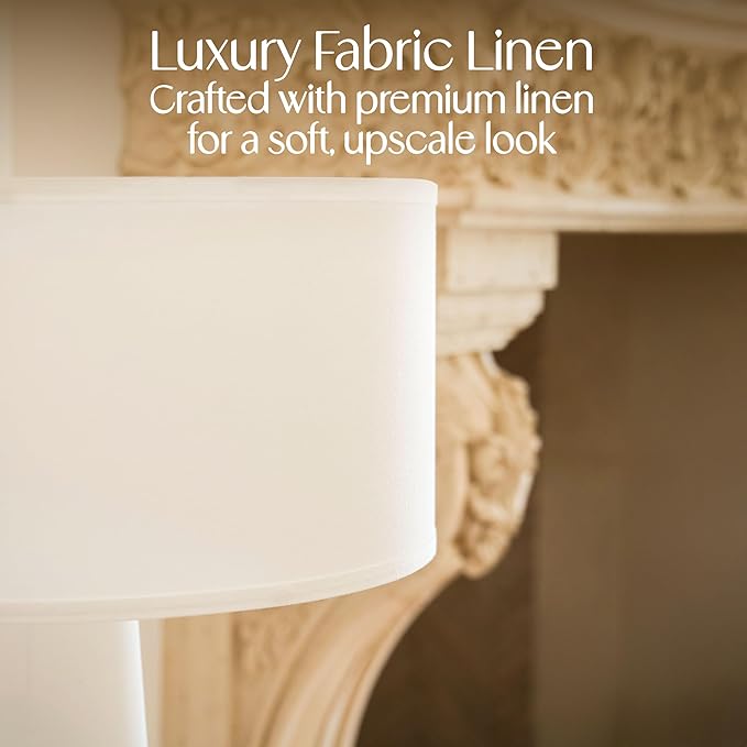 Floor Lamp - Branch and Wick – 59” Tall Standing Linen Lamp with Fabric Shade, LED Bulb Included – Elegant Corner Lamp for Living Room, Bedroom, Office - White