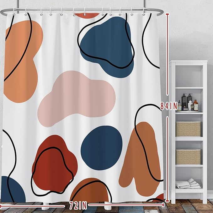 Baocicoo Abstract Bohemian Shower Curtain Pink Red Orange Texture Modern Striped Fashion Minimalism Shower Curtains for Hotel Spa Home Bathtubs Bath Waterproof Fabric with Hooks 72x84 Inches