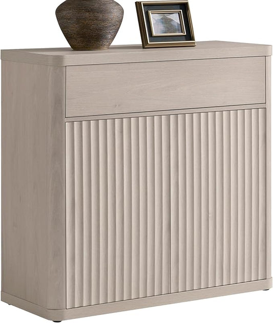 SICOTAS Buffet Cabinet with Storage - Accent Fluted Storage Cabinet with 2 Doors & 1 Drawer 34.6" Wide Modern Sideboard Credenza Large Buffet Table for Living Room Kitchen Dining Room Entryway Office