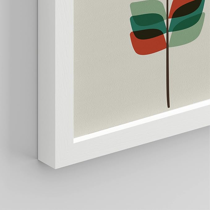 SIGNWIN Framed Mid-Century Modern Retro Botanical Flower Garden Wall Art, Set of 4 Abstract Geometric Wall Decor Prints, Nature Wilderness Wall Décor for Living Room, Bedroom - 8"x10" White