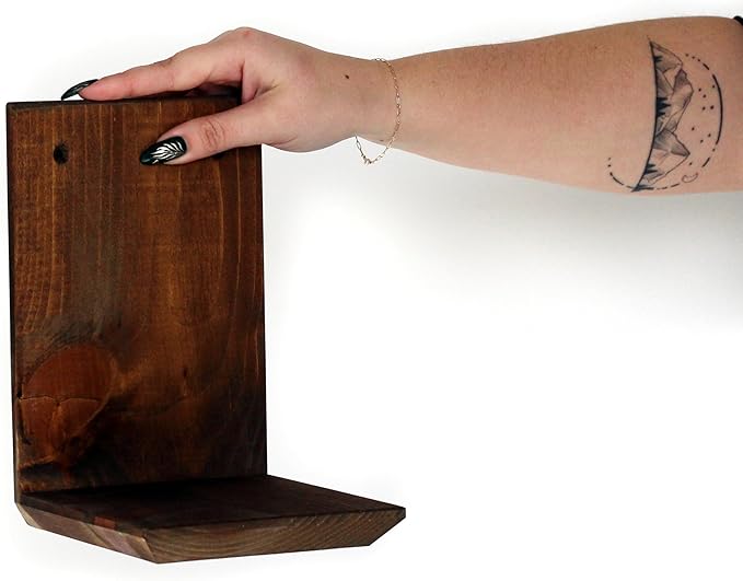 Daniel's Plants Indoor Plant Wall Gallery Shelf Kit | Midcentury Modern Wooden Shelves | Wall Mounted L Shaped Floating Plant Shelves | Solid Wood | 3 Pack (Beveled Edge - Woodland Brown)