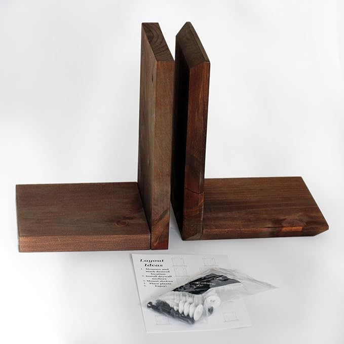 Daniel's Plants Indoor Plant Wall Gallery Shelf Kit | Midcentury Modern Wooden Shelves | Wall Mounted L Shaped Floating Plant Shelves | Solid Wood | 3 Pack (Beveled Edge - Woodland Brown)