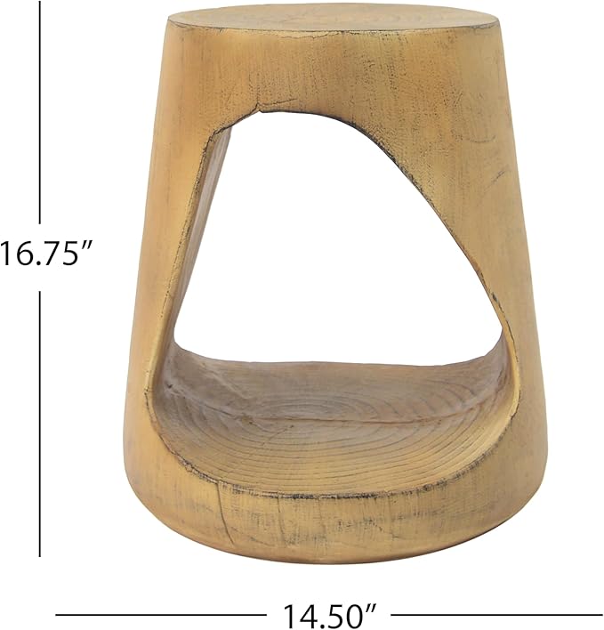 ø14.5'' Side Table End Table for Living Room, Modern Retro Farmhouse Countryside Style, Magnesium Oxide Material for Indoor & Outdoor, No Assembly, Wood Grain, Natural