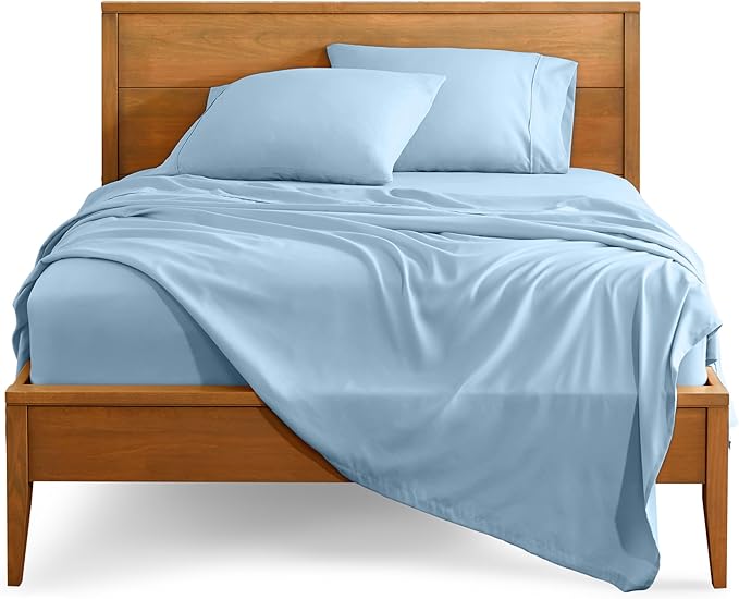Bare Home Split Head Flex King Sheet Set - 1800 Ultra-Soft Microfiber Bed Sheets - Double Brushed - Deep Pockets - Easy Fit - 4 Piece Set - Bedding Sheets & Pillowcases (Light Blue)