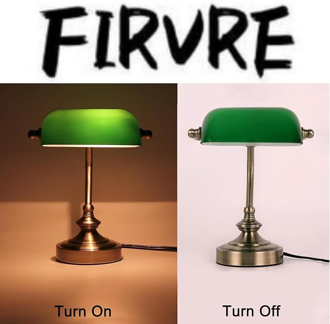 FIRVRE Mini Glass Bankers Lamp, Desk Lamp, Classic Retro Bronze Finish G9 Base, Plug in Vintage Table lamp, Reading Modern for Home Office,Piano Banker Mini Desk Table Lamp,Library(Without Bulb)