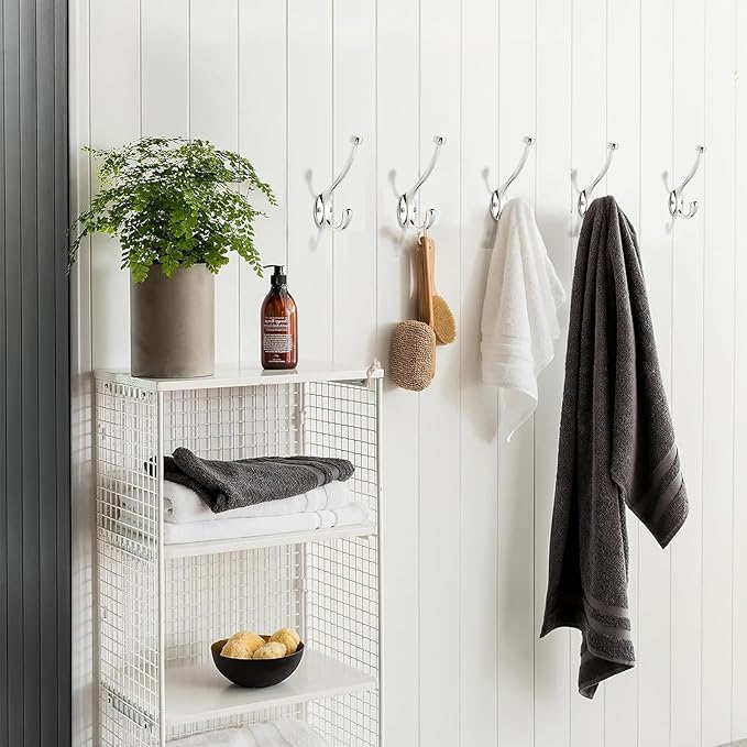 khtumeware The 10 Pack Heavy-Duty zinc Alloy Polished Nickel Coat Hook is Suitable for bathrooms, Behind Doors, bedrooms, corridors, and is a Towel Robe Hooks for Both Household and Commercial use