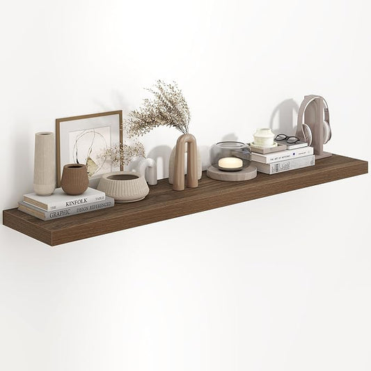 55"W x 9.3"D Floating Shelves for Wall, Wall Mounted Bathroom Shelves 1 Pack Deep Floating Shelf for Bedroom Kitchen Living Room, Rustic Wooden Wall Shelf with Invisible Bracket for Books Decor