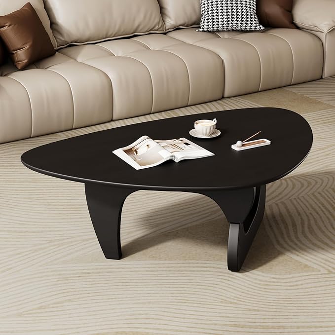 Mid Century Modern Coffee Table - Black Wooden Coffee Table for Living Room,Center Table Suitable for Bedroom Living Room Reception Office Tables (Black, Large 45 * 29 * 16in)