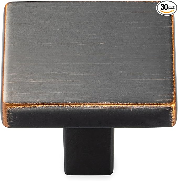 KOOFIZO 30 Pack Oil Rubbed Bronze Cabinet Knobs Bronze Drawer Knobs K03 Square Single Hole Cabinet Pulls for Cabinets Drawer Dresser Cupboard Bedroom Closet Bathroom Vanity