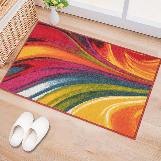 Rugshop Modern Contemporary Waves Non-Slip (Non-Skid) Area Rug 20" X 30" Multi
