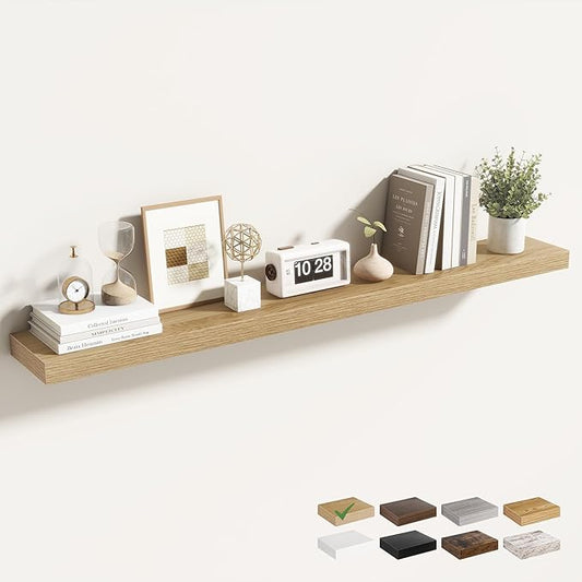 48 Inch Floating Shelves for Wall 1 Pack, 48" Wall Shelves for Books, Storage, Decor, Wall Mounted Floating Shelf with Invisible Brackets for Kitchen, Living Room, Oak