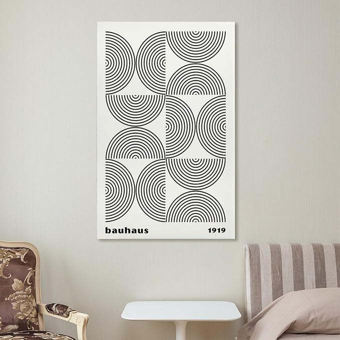 Bauhaus Poster,black And White Print,Abstract Art,Minimalist Canvas Wall Art Print Poster For Home School Office Decor Frame-style 20x30inch(50x75cm)