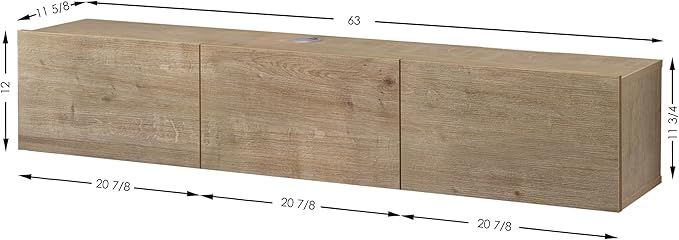 Floating TV Stand Wall Mounted for 65"–80" TVs, Modern Floating Entertainment Center with Cable Management, Wall Mount TV Stand with Storage, Mounted TV Console for Living Room