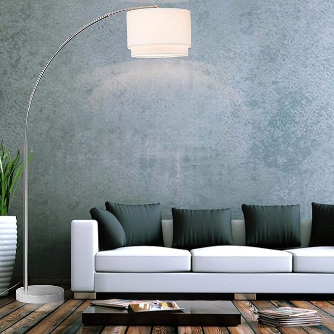 Major-Q Modern 81" Arc Tall Living Room-Stand Up Arching Drum Shade Large Floor Lamp for Dinning/Bedrooms-Corner Lamp for Office Lighting