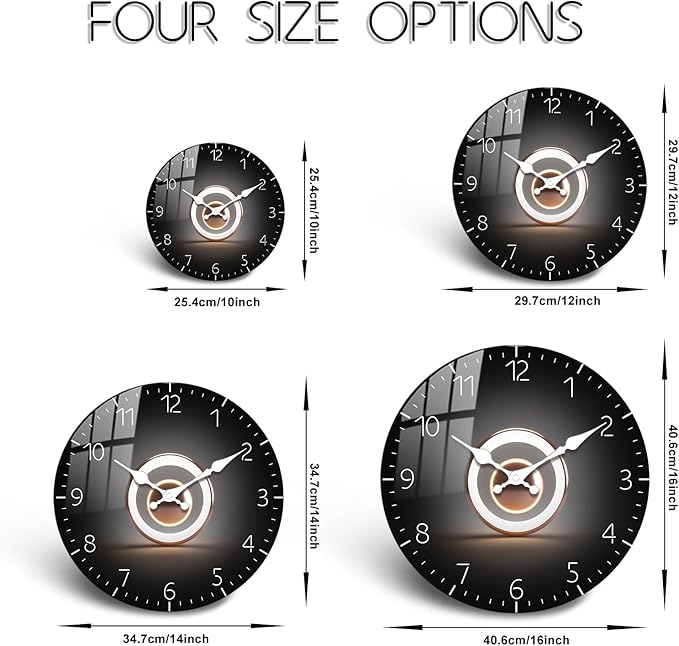 Modern Black Wall Clock 12 Inch, Silent Analog Wall Clock Non-Ticking, Wooden Decorative Wall Clocks Battery Operated for Living Room Home Offices Bedroom Wall