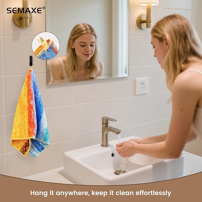 SEMAXE 12 Pack Hand Towels for Bathroom, 100% Cotton Towels with Hanging Loops, Soft & Highly Absorbent, Hand Towel Set for Gym, Shower, Hotel, Spa and Kitchen, Colorful Towel - Wheat Field Collection