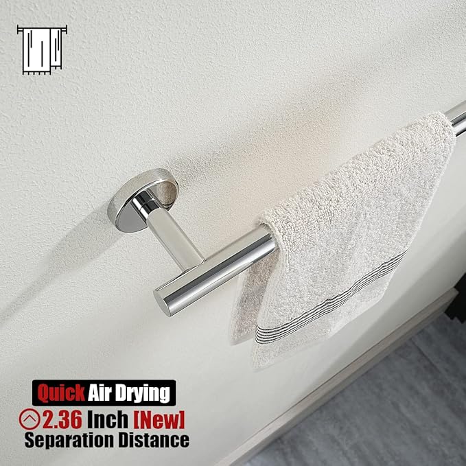 JQK Chrome Towel Bar, 15 Inch 304 Stainless Steel Thicken 0.8mm Towel Rack Bathroom, Towel Holder Polished Finished Wall Mount, Useable Length 12 Inch, TB110L12-CH