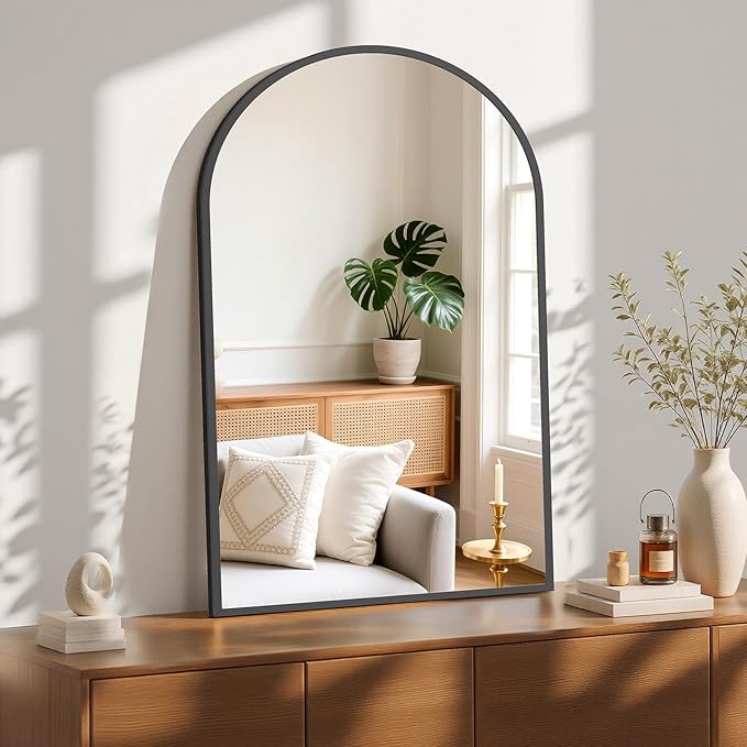 NEWBULIG Wall Mirror, Bathroom Mirror for Over Sink, Matte Metal Framed Vanity Mirror, Wall Decor for Bedroom, Tempered Glass