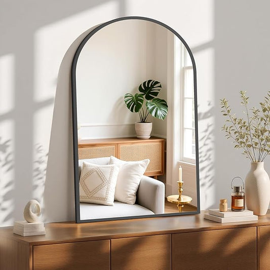 NEWBULIG Wall Mirror, Bathroom Mirror for Over Sink, Matte Metal Framed Vanity Mirror, Wall Decor for Bedroom, Tempered Glass
