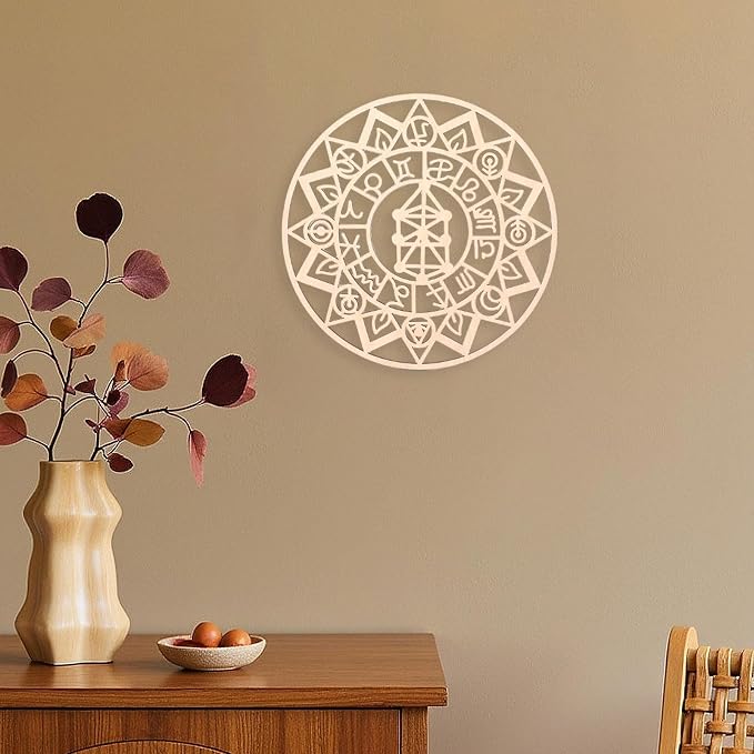 HouseVibe Geometric Wood Wall Art Ornament Creative Collection 11.8 Inch Wall Sculpture Hanging Decoration for Office Dining Room Entryway- Style D