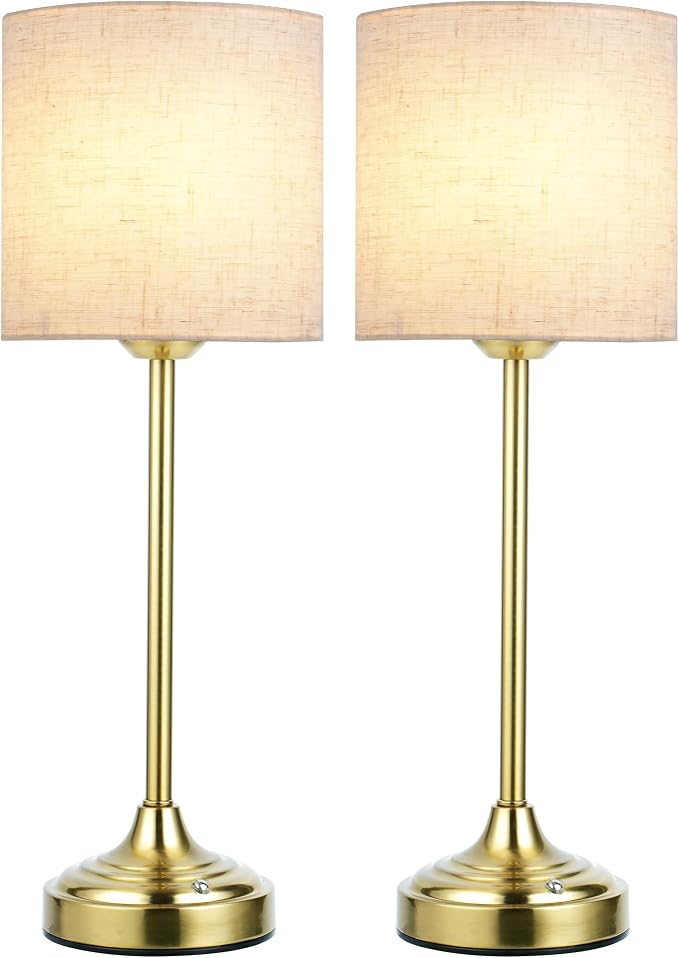 Rechargeable Table Lamp, 2-Pack, 8000mAh, Dimmable, Ambient Light, 2700K, Touch Control, Portable, LED, Wireless, Cordless, Battery Operated, Desk Lamp, Kitchen Lamp, Fabric Shade, for Dining Room