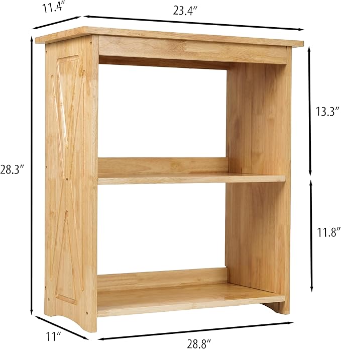 Rustic Bedside Table with Storage Shelf, Wood End Table for Bedroom & Living Room, Narrow Farmhouse Side Table, Modern Nightstand for Bedroom, Living Room and Office (Natural)