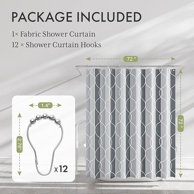 AmazerBath Shower Curtain Grey-Purple, Geometric Multi Color Block Cloth Shower Curtain Sets with 12 Shower Curtain Hooks, Washable Farmhouse Fabric Polyester Bathroom Shower Curtains, 72x72 Inches