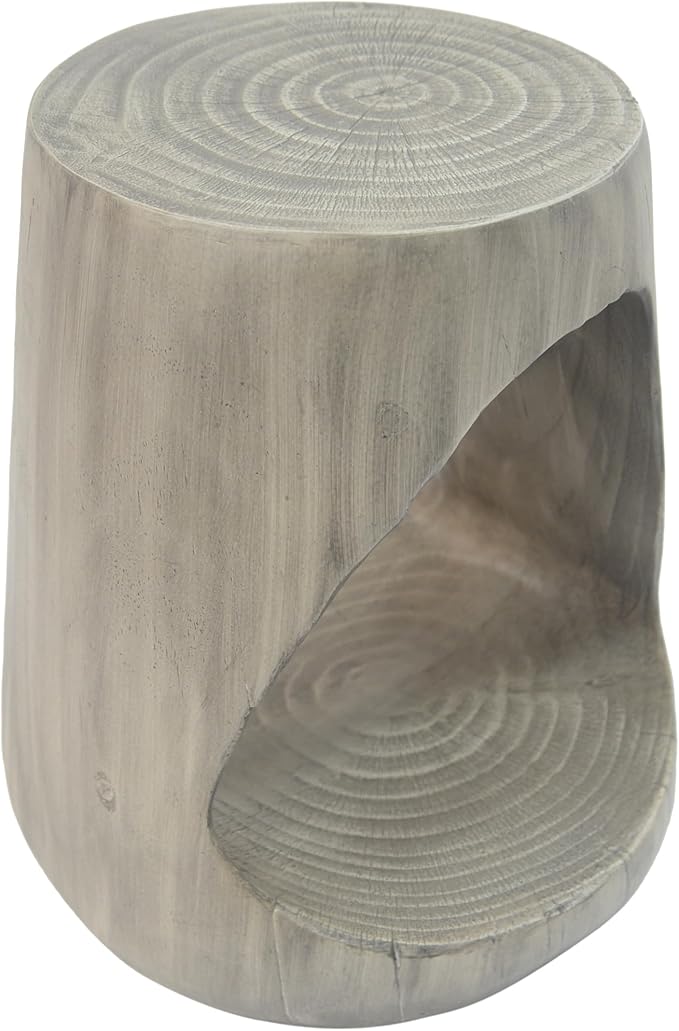ø14.5'' Side Table End Table for Living Room, Modern Retro Farmhouse Countryside Style, Magnesium Oxide Material for Indoor & Outdoor, No Assembly, Wood Grain, Gray