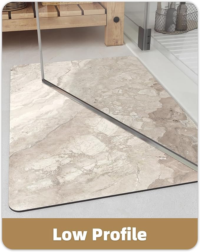 Color&Geometry Ultra Thin Bath Mat,Non Slip Quick Dry Rugs, Absorbent Marble Bathmat,24"x36",Washable Rubber Mats for Shower Floor,in Front of Bathtub,Bathroom Decor, Beige Stone-Texture-Patterned