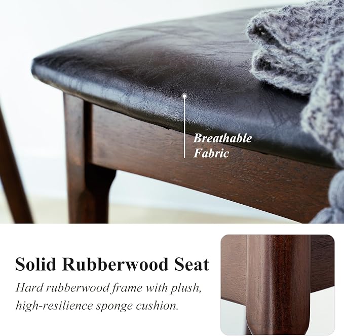 Office Chair, Wood Desk Chair with Upholstered PU Leather, Computer Chair, Modern Dining Chair, Mid Century Dining Chair, Wood Accent Chair,Walnut Chair