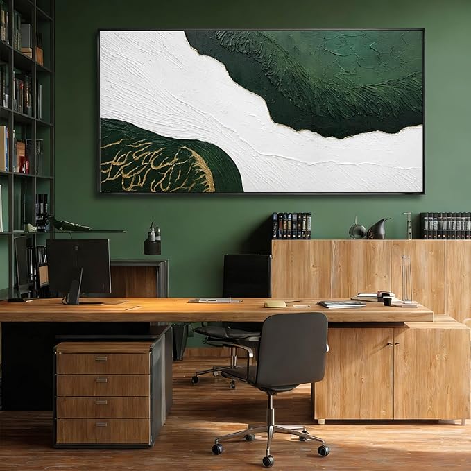 SOUGUAN Gold Foil Wood Wall Art Abstract Canvas Paintings Textured Artwork 29"x58" Large Pictures for Living Room Dining Room Office