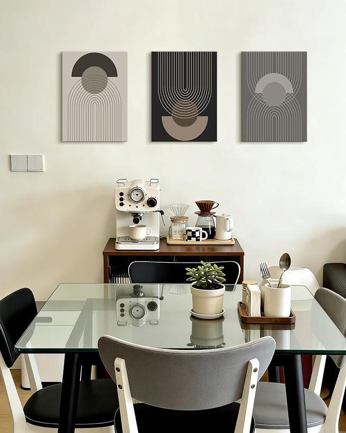 Boho Vintage Line Wall Art Framed Mid Century Bohemain Wall Decor Abstract Modern Artwork Home Office Living Room Prints Ready to Hang 12x16in Framed