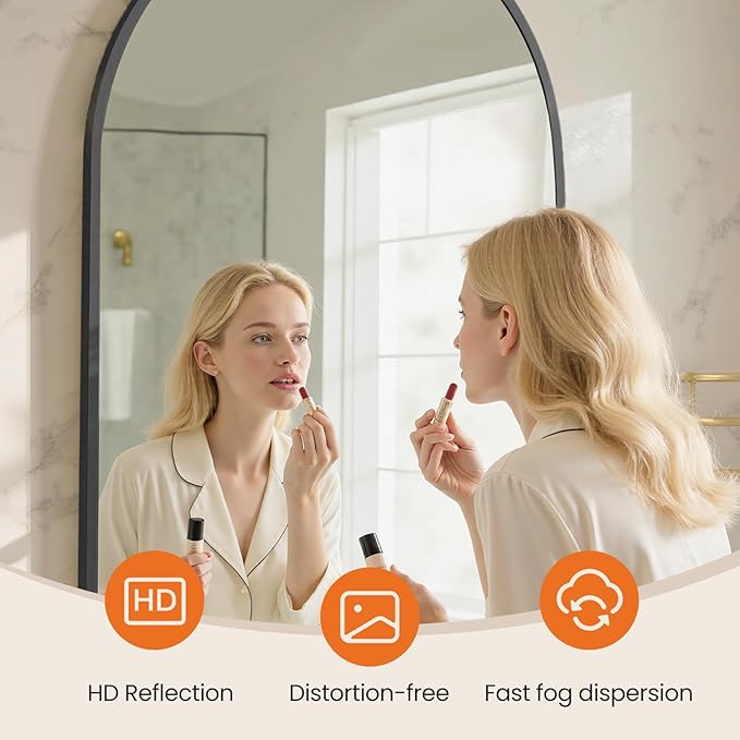 NEWBULIG Wall Mirror, Bathroom Mirror for Over Sink, Matte Metal Framed Vanity Mirror, Wall Decor for Bedroom, Tempered Glass