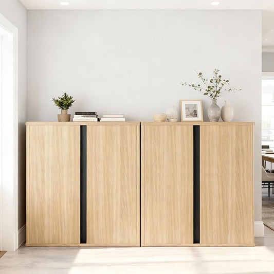 63" Sideboard Buffet Cabinet with Storage Modular Accent Display Kitchen Storage Cabinet Wood Coffee Bar Console for Living Room, Hallway, Kitchen, Dining Room,Natural Oak