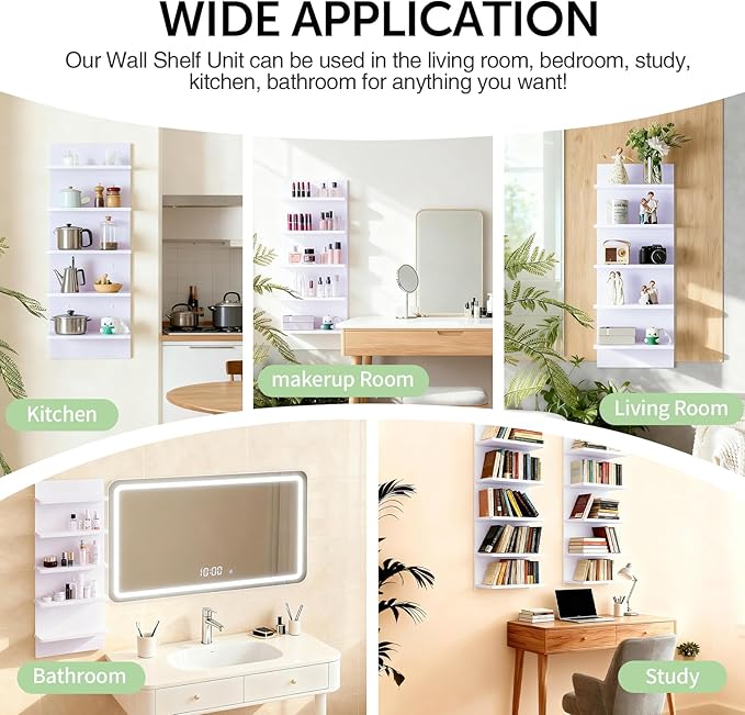 Wall Shelf Unit, 2 Pack White Lack Wall Shelf for Home Display, Ideal for Bedroom,Living Room,Office Decor,Lack Shelves for Book,Shoe,Vanity,Purse (11.8"×31.5"×5.5")