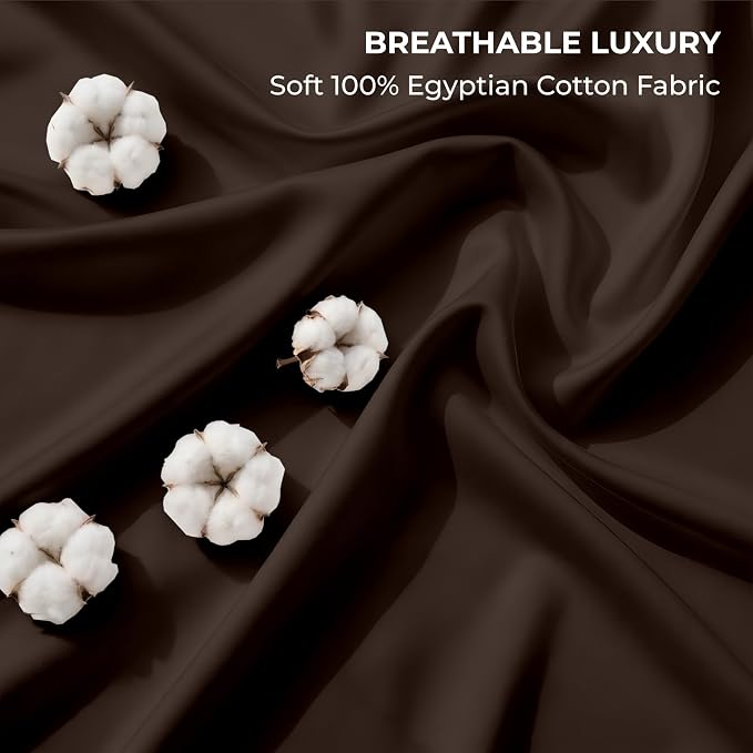 SGI bedding RV Short Queen Sheet Set 60x75, 600 TC Egyptian Cotton, 4 Piece Luxury Hotel Collection, Ultra Soft & Breathable, Fits RV Mattress Camper & Trailer, 15 Inch Pocket, Chocolate