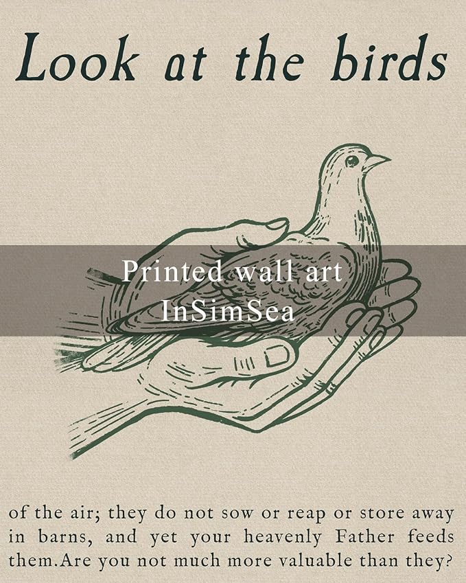 InSimSea Vintage Framed Wall Art Look at this bird Canvas Prints, Vintage Home Decor, Print Framed Painting Picture,For Living Room, Study, And Dining Room Wall Decor 10L x 8W