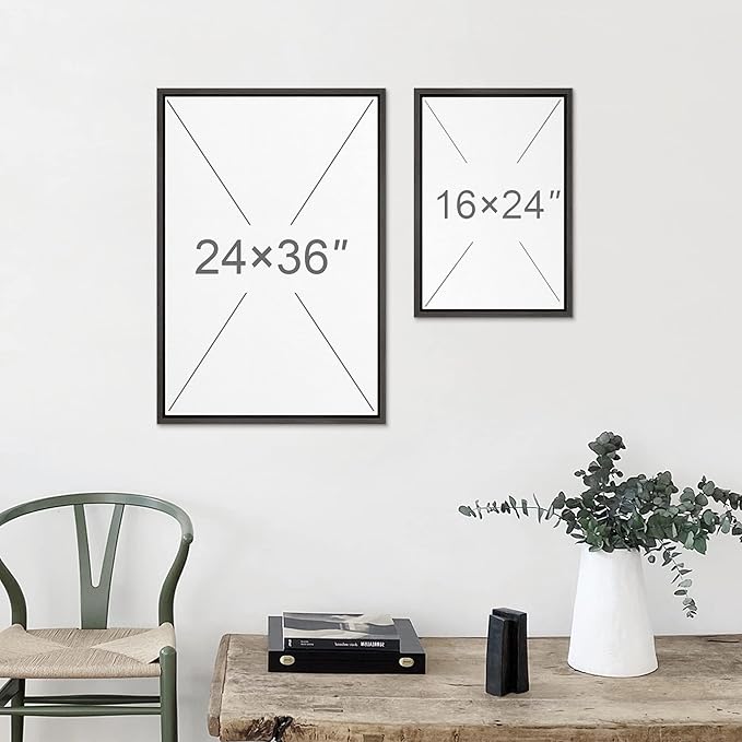MUDECOR Framed Canvas Print Wall Art Picasso Black & White Geometric Kiss Portrait Shapes Abstract Illustrations Modern Art Minimal Dramatic Dark for Living Room, Bedroom, Office - 24"x36" Black