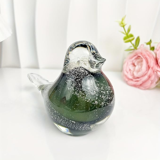 Glass Bird Decor Crystal Bird Sculpture Nature-Themed Home Accents Figurines Ornament Modern Art Living Room Shelves Tabletops
