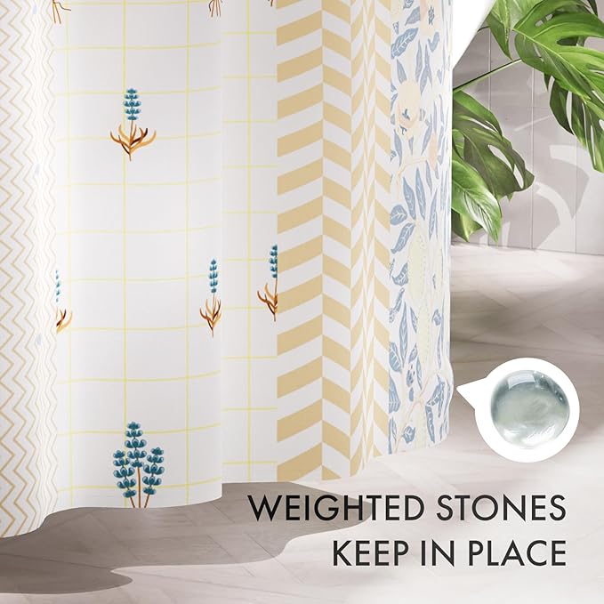 AmazerBath Shower Curtain, 72"x72" Washable Cloth Spring Blue Blossom Serenity Shower Curtain with 12 Shower Curtain Hooks, Fabric Colorful Romantic Style Curtain Set for Bathroom Home Decor