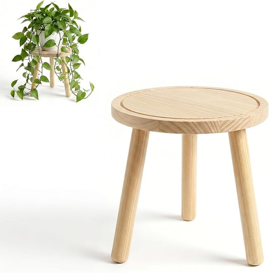 Wood Plant Stands Indoor, Single Plant Stand Modern Plant Table for Large Plants, Wooden Plant Stool Tall Plant Holder Small Round Side/End Table for Living Room Balcony Office (Light Brown)