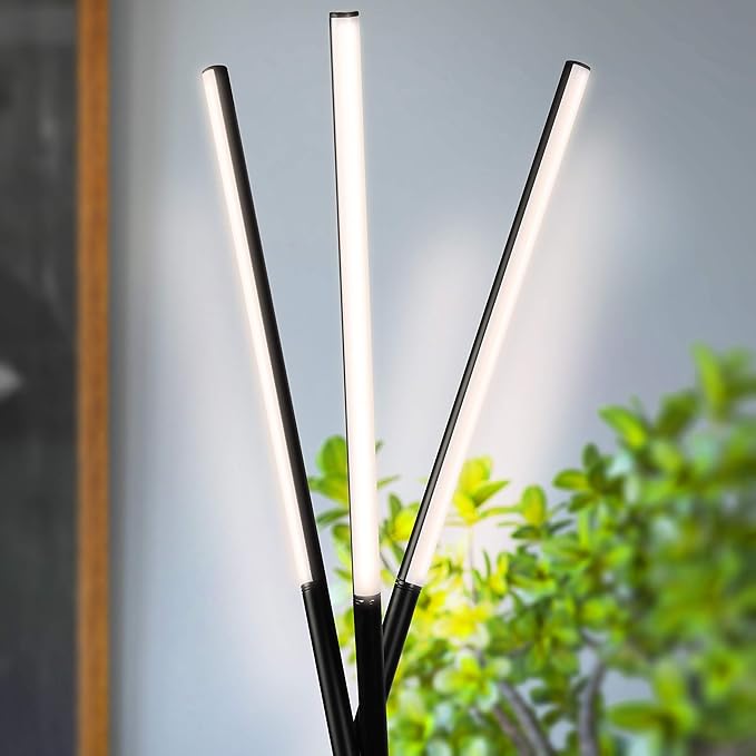 Brightech Stix LED Tripod Floor Lamp for Living Room - Dimmable Modern Standing Lamp, with 3 Lights for Bedroom - Contemporary Office Lighting- Black