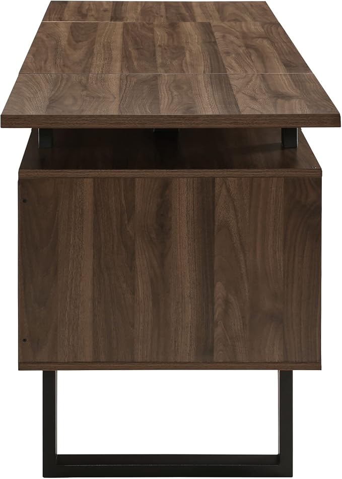Computer Desk for Home Office with 4 Large Drawers, Rustic Wood Writing Study Table with Metal Frame, 59” x 21.7” x 29.5”, Easy Assembly, Brown CTSZ20401WA