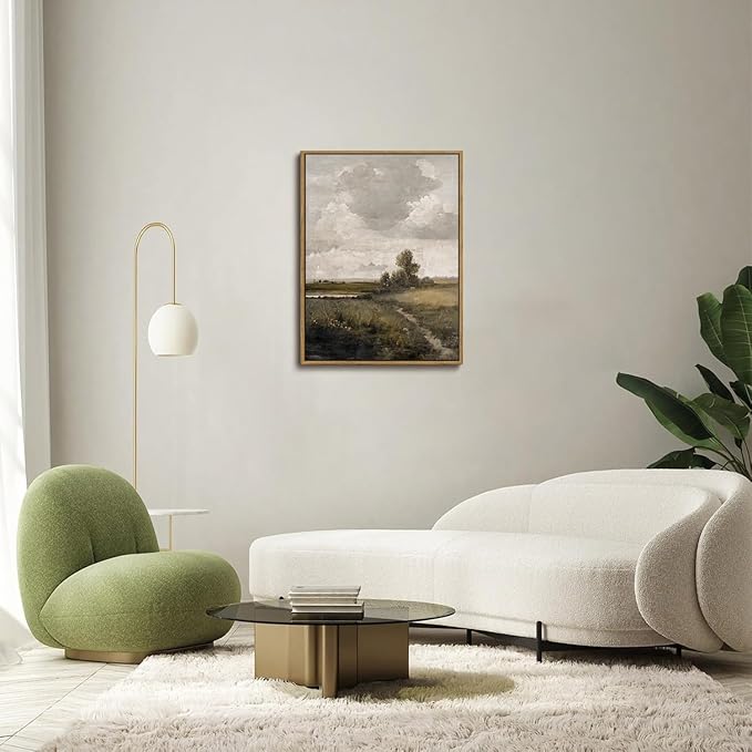 WALLZK Vintage Framed Wall Art Nature Landscape Canvas Prints Farmhouse Wall Decor Cottagecore Artwork for Walls Living Room Bedroom Bathroom 16"x24"