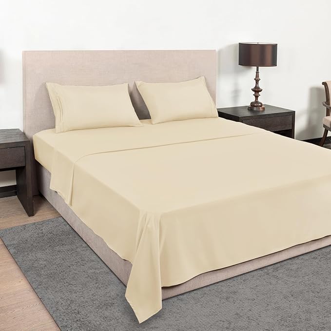 Mejoroom California King Size Sheet Set - Soft Microfiber Bed Sheets,Deep Pocket Fitted Sheet, Breathable, Wrinkle & Fade Resistant - 4 Piece (California King, Taupe)