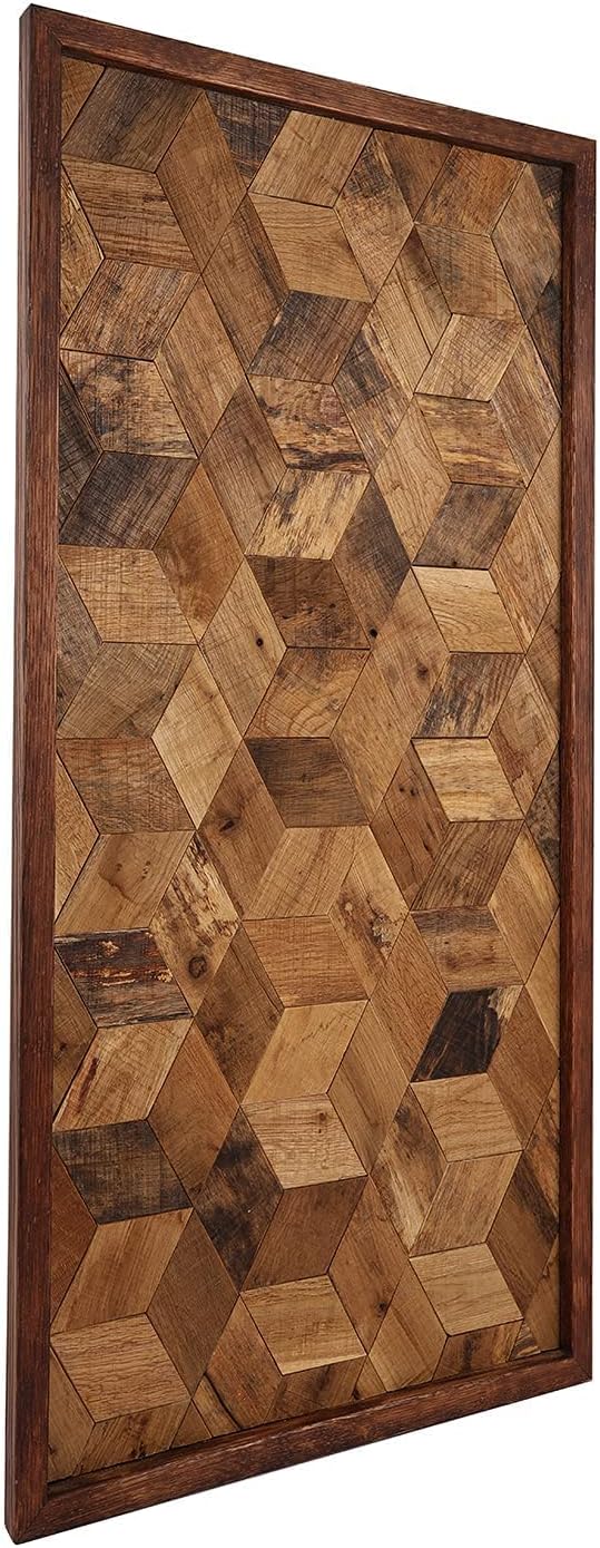 CONSDAN Wood Wall Decor | USA Grown Hardwood, Rustic Wooden Wall Art, Home Decorations for Living Room and Bedroom Aesthetic, Framed and Ready to Hang, Hexagon, 36" x 18"