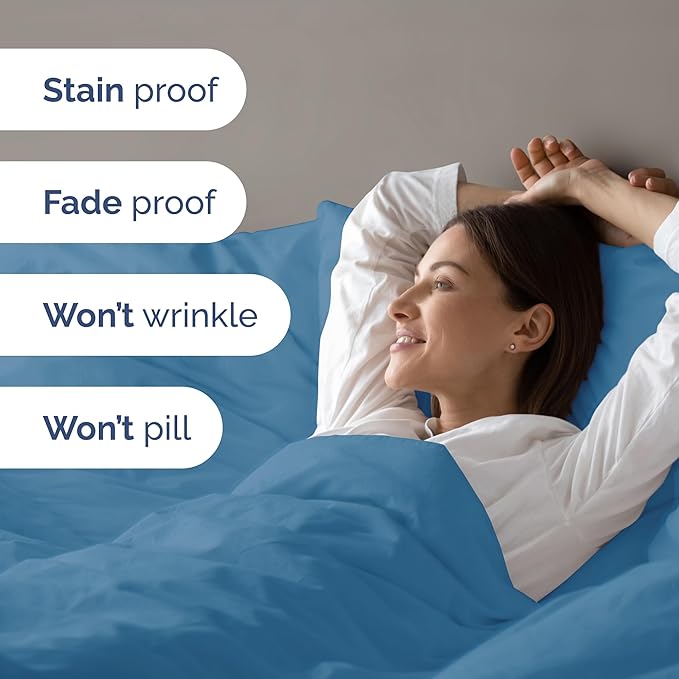 Duvet Cover Full Size - Extra Soft Full Size Duvet Cover - Lightweight, Breathable & Cozy - Easy Care & Fade Free w/Zipper Closures & Ties - 80" x 90" Inches - (Denim Blue) Comforter Not Included