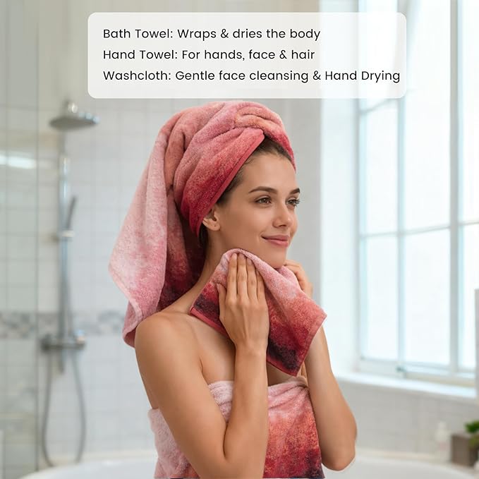 SEMAXE Bathroom Towel Set with Hanging Loop – 8-Piece Yarn Dyed Jacquard Cotton Towels, Oeko-TEX Certified, Soft & Absorbent, Gift-Ready for Bath, Spa, or Guest Use