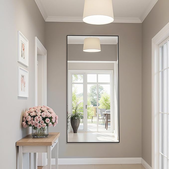 Bathroom Mirrors for Over Sink 60" x 30", Black Metal Frame Rectangle Wall Mirror, Modern Farmhouse Vanity Mirror(Horizontal/Vertical)