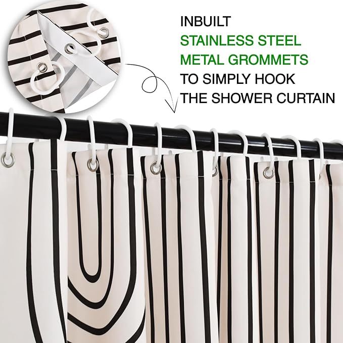 Boho Mid Century Extra Long Shower Curtain, Minimalist Abstract Arch Simple Sun Modern Machine Washable Waterproof Fabric for Bathroom Decor Bathtub with 12 Hooks 72Wx84H